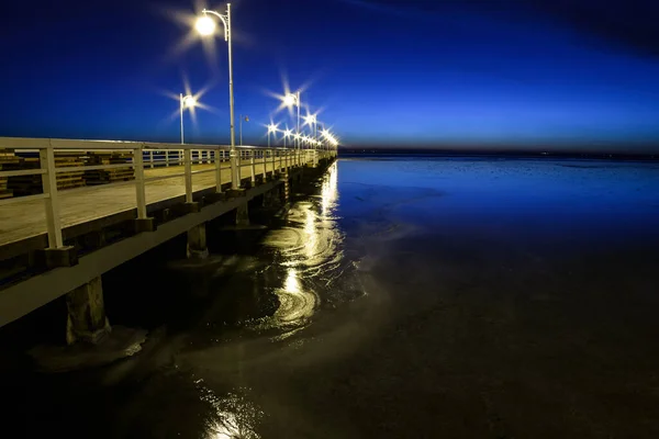 Pier Night Jurata Poland — Stok fotoğraf