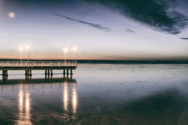 Pier Night Jurata Poland — Stok fotoğraf