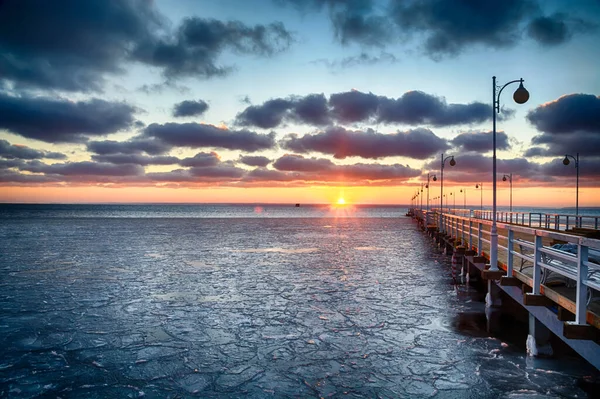 Pier Winter Jurata Poland — Foto de Stock