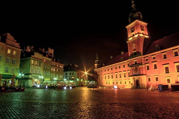 Warschau Polen Oktober Nacht Auf Dem Schlossplatz Oktober 2016 Warschau — Stockfoto