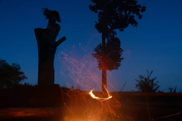 Feu Joie Dans Parc Nature Voyage — Photo