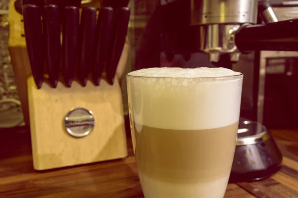 Coffe Latte Macchiato Közelről Stock Fotó