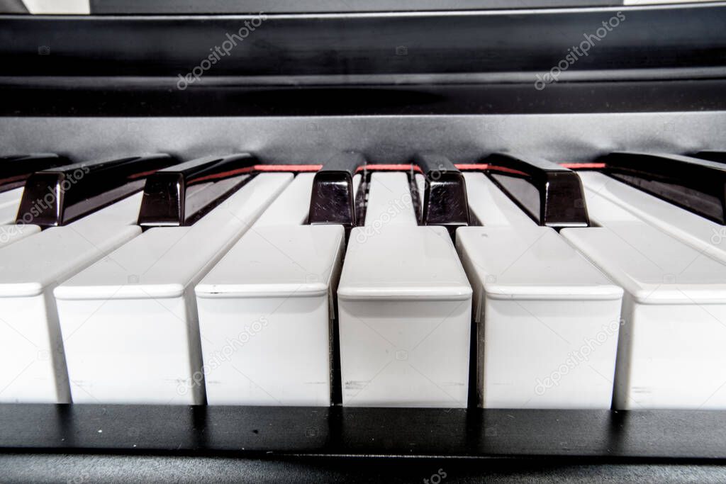 Keyboard piano, close up 