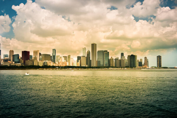 Chicago panoramic view at sunlight