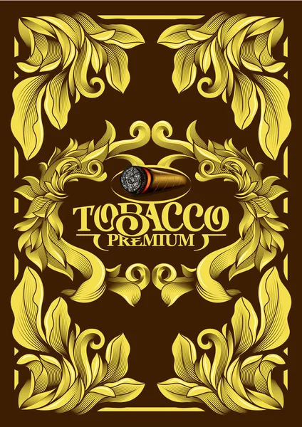 Cubierta Menú Lujo Premium Marco Tabaco Etiqueta Cigarro Cubano — Vector de stock