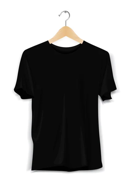 Mock Shirt Template Hanger Advertising Store Fashion Casual Apparel Black — Stock Vector
