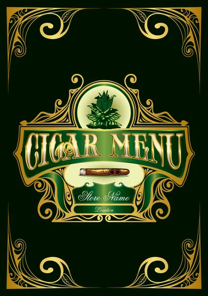 Premium Luxury Menu Lista Copertina Tabacco Tabacco Etichetta Sigaro Cubana — Vettoriale Stock