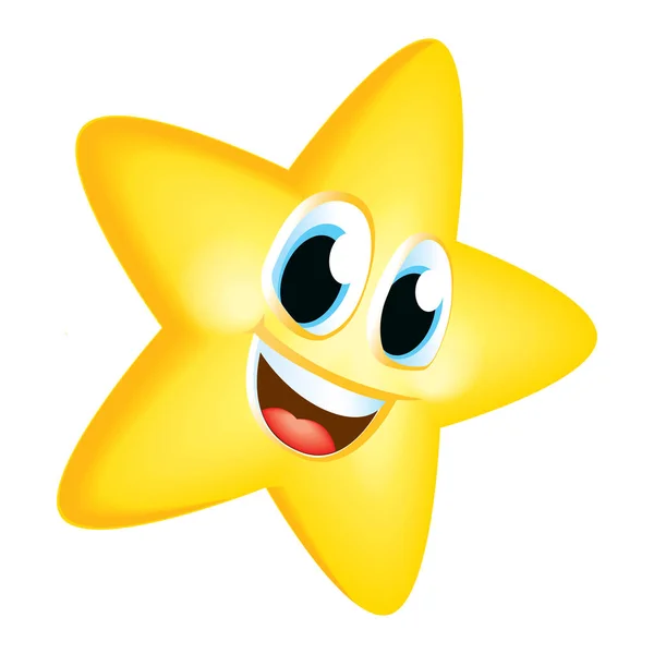Estrela Dos Desenhos Animados Sorriso Emoji Mascote Bonito Alcance Levantar —  Vetores de Stock