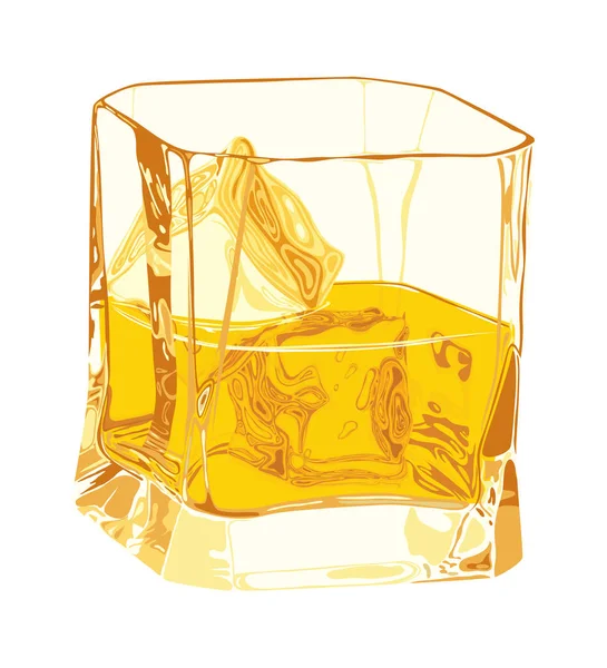 Vaso Con Whisky Bebida Hielo — Vector de stock