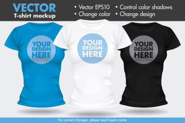 Tasarım, değişim renk Mock-up T-shirt şablon kadın kadın vektör yerine