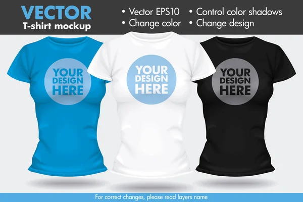 Tasarım, değişim renk Mock-up T-shirt şablon kadın kadın vektör yerine