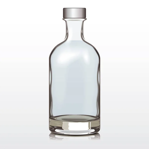 Botella Cristal Mockup Silver Cap Vector Illustration Fragancia Plantilla Licor — Vector de stock