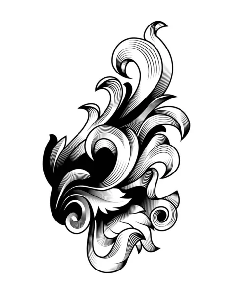 Vintage barok çerçeve parşömen süs gravür sınır çiçek retro desen antik stil acanthus yaprakları girdap dekoratif tasarım elemanı filigran kaligrafi vektör damask