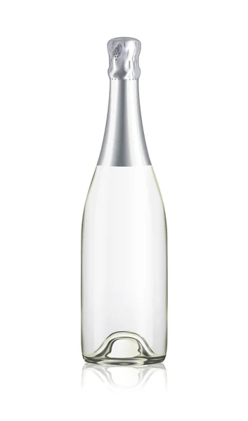 Modèle Vecteur Bouteille Champagne Réaliste Isolé Transparent Maquillé Vin — Image vectorielle