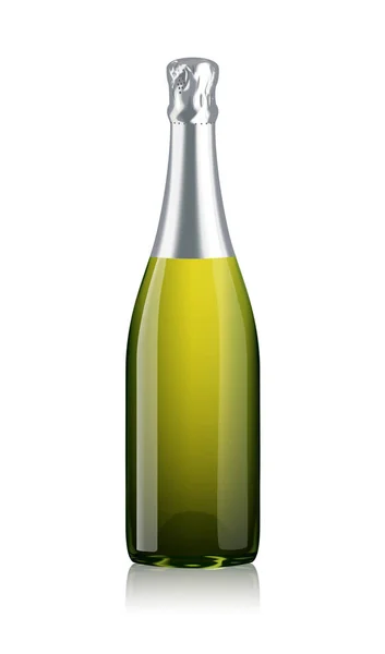 Mock Transparente Aislado Realista Botella Champán Vector Plantilla Vino — Vector de stock