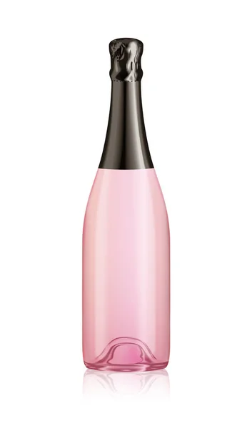 Modèle Vecteur Bouteille Champagne Réaliste Isolé Transparent Maquillé Vin — Image vectorielle