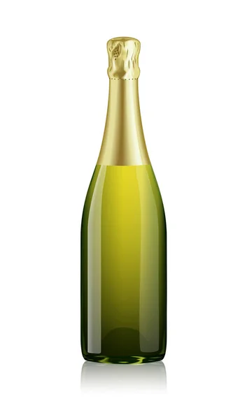 Modèle Vecteur Bouteille Champagne Réaliste Isolé Transparent Maquillé Vin — Image vectorielle