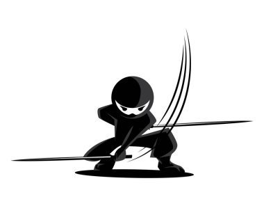 Ninja Samurai savaşçı savaşçı karakter karikatür savaş sanatı silah Shuriken