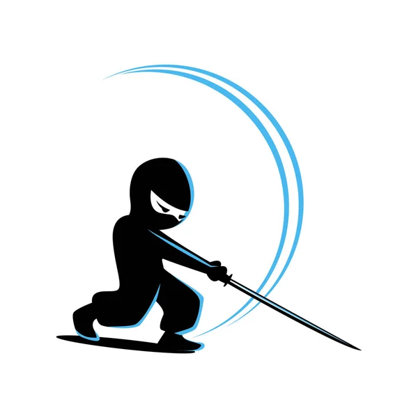 Ninja Guerrier Samouraï Personnage Personnage Dessin Animé Art Martial Arme — Image vectorielle