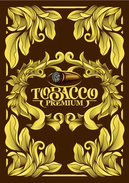 Prémium Luxus Menü Borító Lista Keret Dohány Kubai Szivar Címkéje — Stock Vector