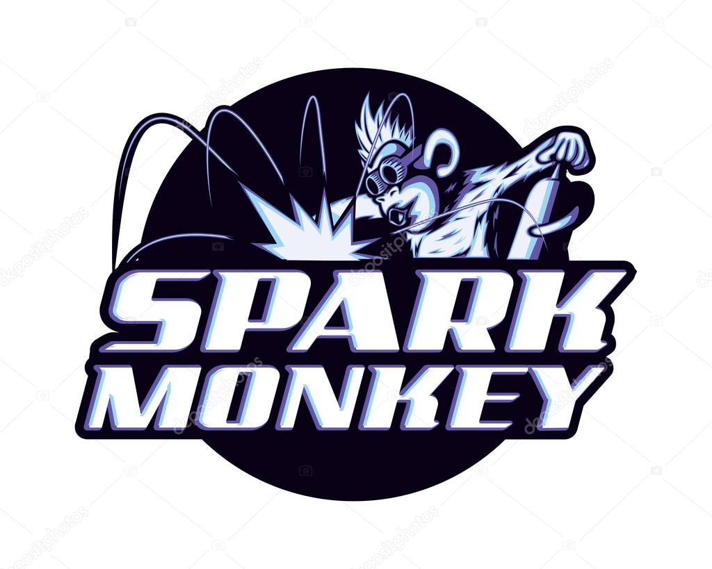 Cool welder monkey worker spark logo laborer worker craftsman mascot