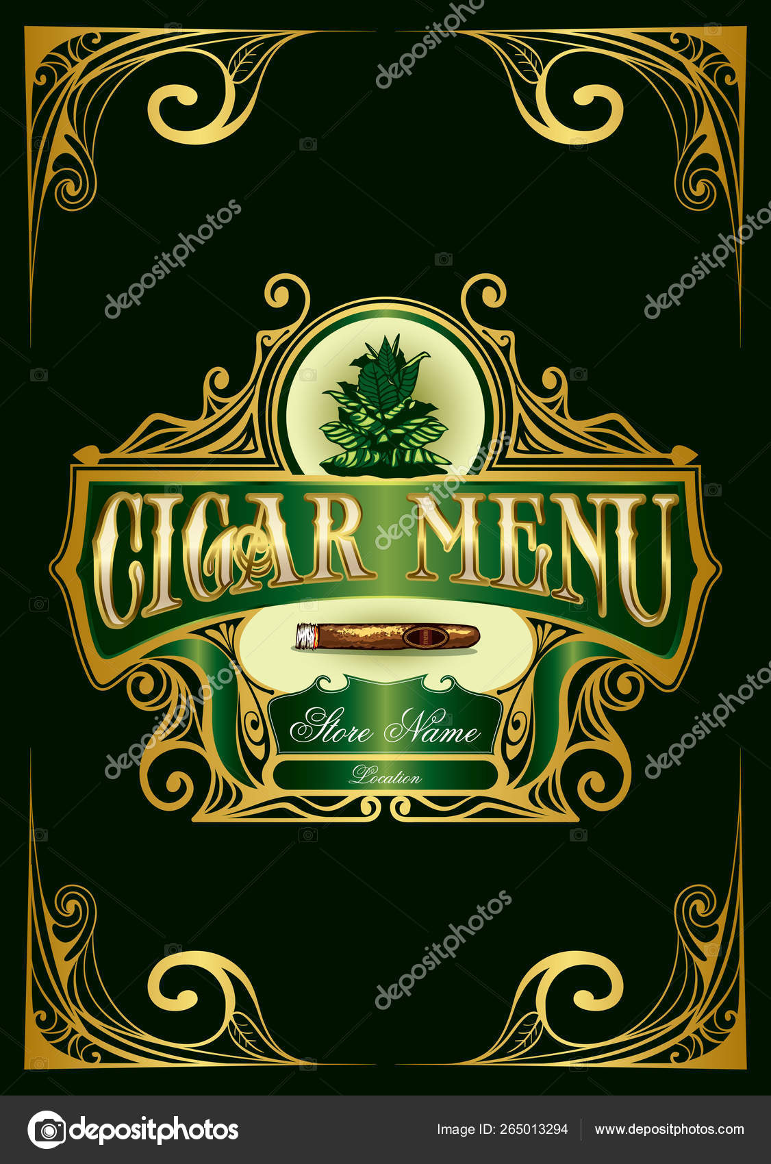 premium luxury menu cover list frame tobacco cuban cigar label stock vector image by c vectalex 265013294