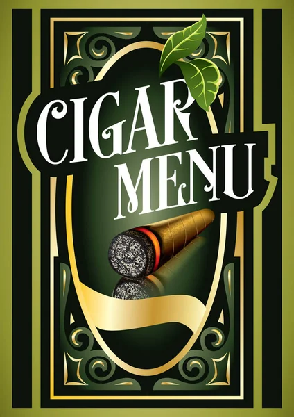 Cubierta Menú Lujo Premium Marco Tabaco Etiqueta Cigarro Cubano — Archivo Imágenes Vectoriales