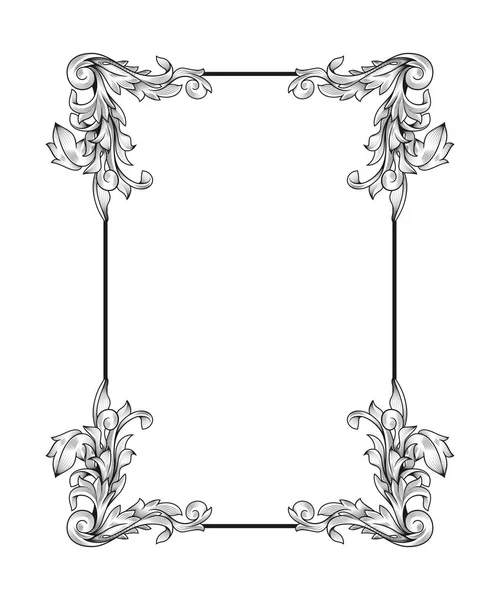 Baroque Rococo Border Frame Acanthus Filigree Vintage Floral Wedding Decoration — Stock Photo, Image