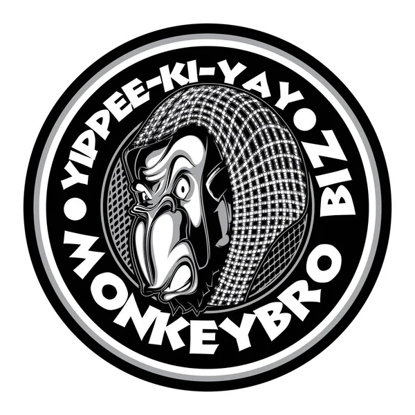 Mad Angry Bad Şempanze Maymun Gorila Mürekkep Siyah Beyaz