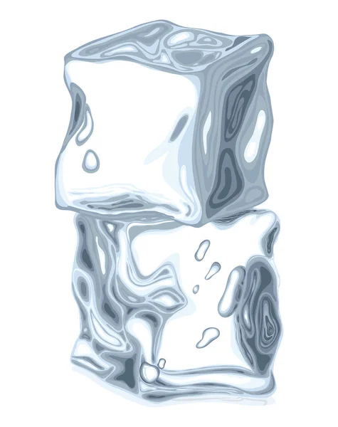 溶けた氷の立方体冷凍液体霜固体水新鮮 — ストックベクタ