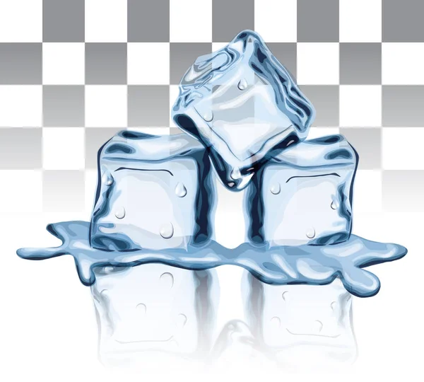 Cubos Gelo Derretidos Congelados Geada Líquida Água Sólida Fresca — Vetor de Stock