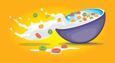 Sıçrama süt ve tahıl vektör ile Tahıl Bowl