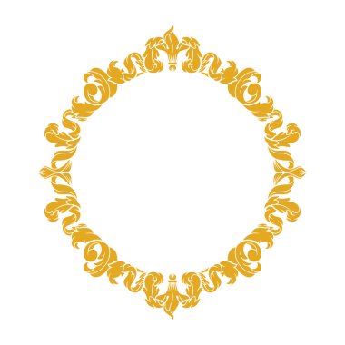 Zarif Dairesel Klasik Dekoratif Çiçek Süs Vintage Girdap Çerçeve Motifi