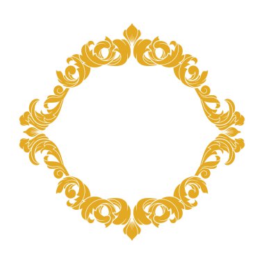 Zarif Dairesel Klasik Dekoratif Çiçek Süs Vintage Girdap Çerçeve Motifi