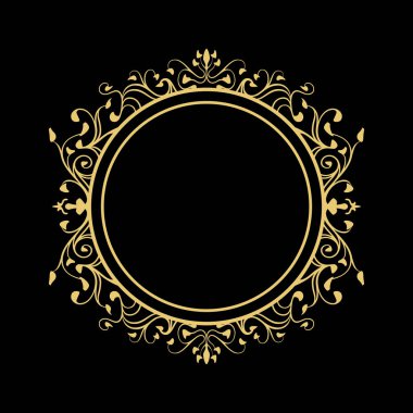 Zarif Dairesel Klasik Dekoratif Çiçek Süs Vintage Girdap Çerçeve Motifi