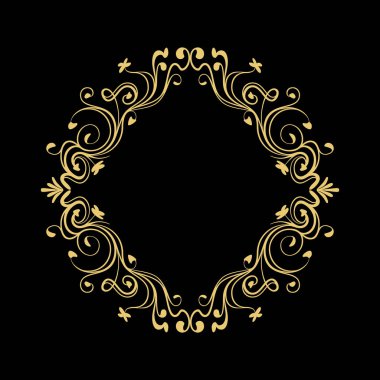 Zarif Dairesel Klasik Dekoratif Çiçek Süs Vintage Girdap Çerçeve Motifi