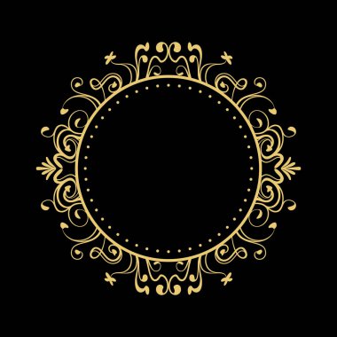 Zarif Dairesel Klasik Dekoratif Çiçek Süs Vintage Girdap Çerçeve Motifi