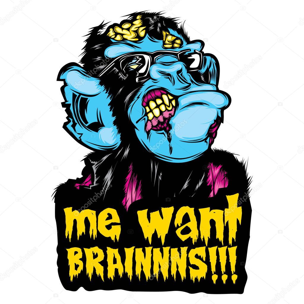 Zombie Monkey Chimp Colorful Pop Culture Halloween Sticker 