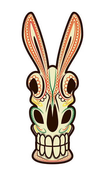 Ornamental Eclectic Mixed Colorful Art Head Donkey Vector Dead Beautiful — Stock Vector