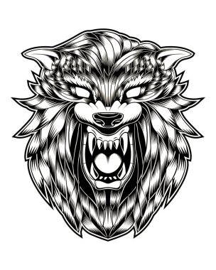 Wolf Vector illüstrasyon Yazdırma Tişört Tasarımı Dövmesi