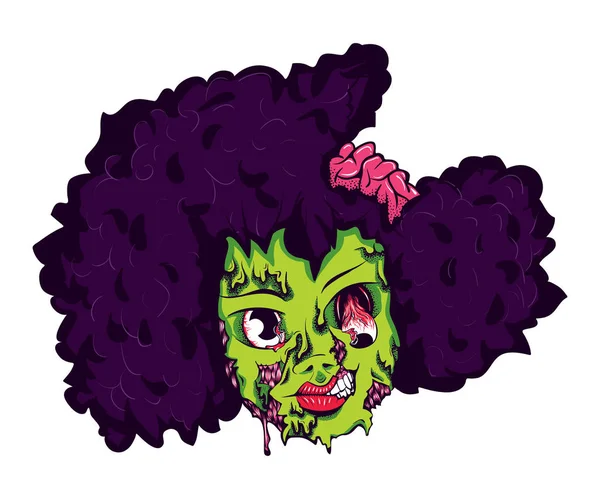 Cartoon Comic Scary Zombie Undead Horror Creepy Young Girl Sticker — Stock Vector