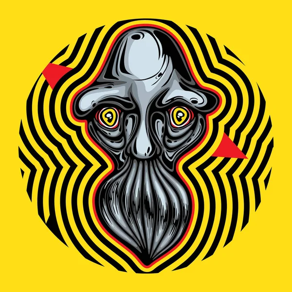 Weird Hallucinerade Gammal Man Psychedelic Grafisk Bakgrund — Stock vektor