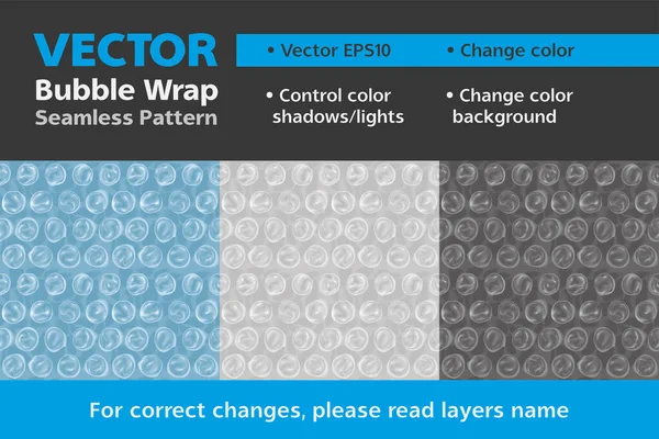 Vector Mockup Seamless Pattern Bubble Wrap Film Emballage Fragile Épreuve — Image vectorielle