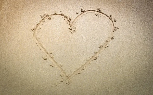 Top view of Heart on sand of the beac