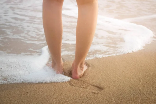 Yalnız beac üzerinde yürüyen kadınlar