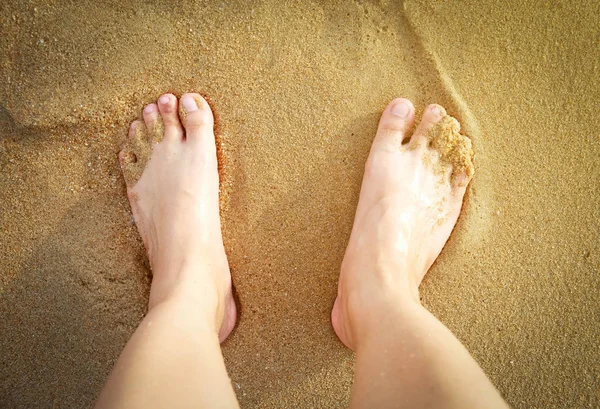 Top View Feet Beac — Stock Photo, Image