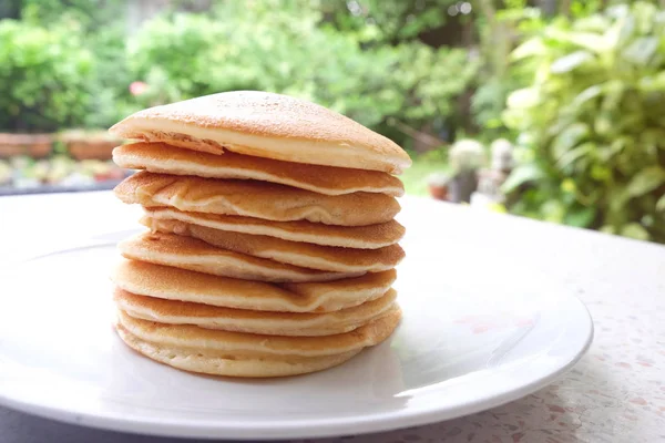 Stack Delicious Pancakes Plate Tabl — Stock Photo, Image