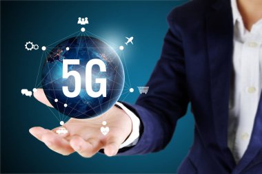 5 g ağ icons.5g teknoloji kavramı, Nasa tarafından döşenmiş bu görüntü unsurları ile Global holding iş adamı