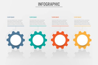 İş Infographic şablonuyla 4 seçenekleri, Soyut öğeler diyagramı veya işlemleri ve iş düz simgesi, vektör iş şablonu sunumu için. Creative Infographic konsepti