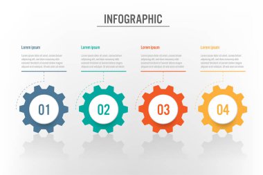 İş Infographic şablonuyla 4 seçenekleri, Soyut öğeler diyagramı veya işlemleri ve iş düz simgesi, vektör iş şablonu sunumu için. Creative Infographic konsepti
